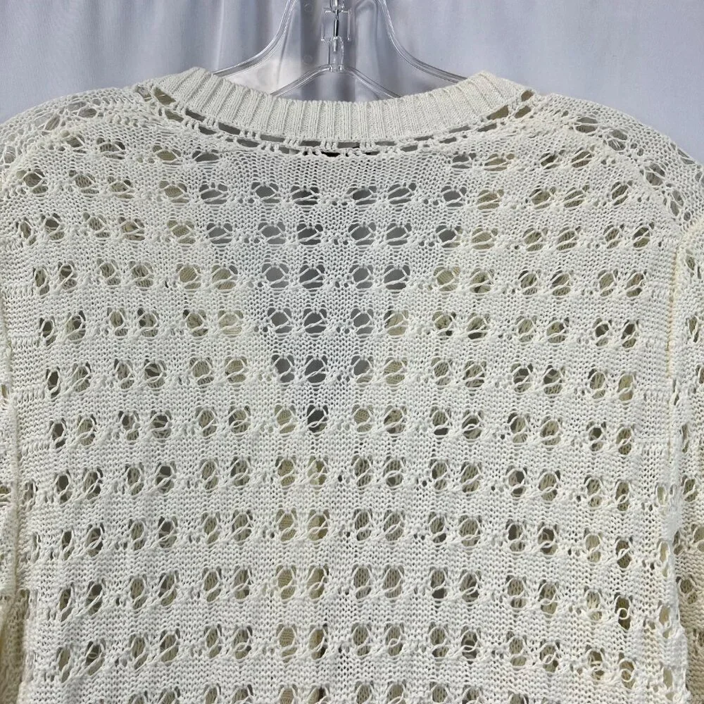 Coldwater Creek Button Down Open Knit Cardigan Cream Women’s Size Medium Long Sl